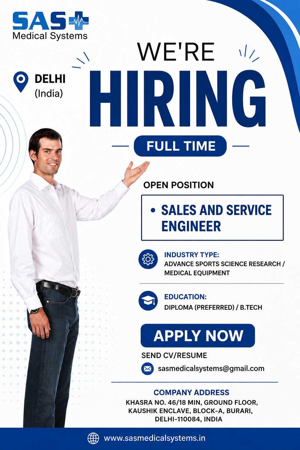 SAS Medical Systems Hiring - Sales & Service Engineer